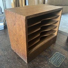 Small Vintage Wooden Filing Rack / Cabinet/ Letter – A5. MCM, Dovetailed Joints