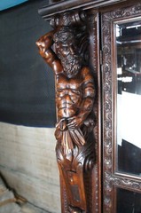 Important Pair Antique R.J. Horner Renaissance Revival Mahogany Bookcase Cabinet