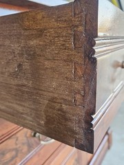 Antique Cabinet With Beautiful Inlay Lovely Marble Top & Original Hardware