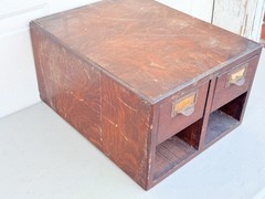 Antique Globe Wooden Index Card Catalog File Cabinet Oak 4 Drawer