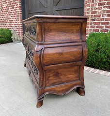 Antique French Chest of Drawers Commode Bombe Carved Walnut Louis XV 19th C