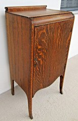 Antique Sheet Music Tiger Oak Cabinet, Record Cabinet, Side Table