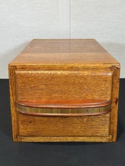 Vintage Wood 15x8x6.5” Recipe Box Card Catalog 1 Drawer Oak Library File Cabinet
