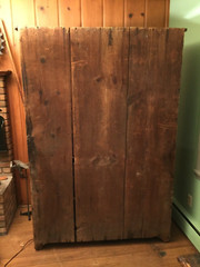 antique country painted cupboard cabinet primitive 1800 pine glass door hutch