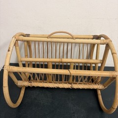 Vintage Pretzel End Cane And Rattan Magazine Rack 1960s 47 X 35 X 45cm