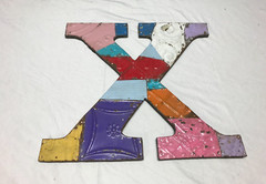 Decorative Salvaged Tin Ceiling 16″ Patchwork Mix Color Metal Letter X 1783-23B