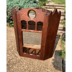 Antique Victorian Castlecore Gothic Wall Corner Cabinet w/ Mirror 18″ H x 16″ W