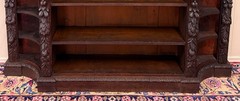 Antique French Renaissance Revival Style Carved Bookcase Bookshelf Oak c.1890s
