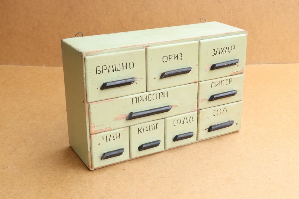 Vintage Kitchen Cupboard Storage Box for Products Shabby Communist Era 1960s