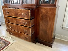Vintage Mahogany Breakfront China Cabinet With Drop Down Secretary Desk.