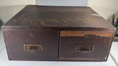Vintage Wooden Card Catalog File Box 2 Drawer Cabinet 19x15x7.5 1920-50ss RARE