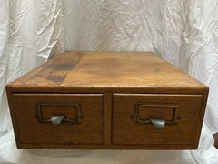 Vintage Wooden Card Catalogue Drawers, Oak With Brass Handles