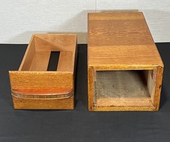 Vintage Wood 15x8x6.5” Recipe Box Card Catalog 1 Drawer Oak Library File Cabinet