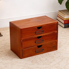 2-Stackable Apothecary Cabinet 3 Drawer Desk Organizer Vintage Library