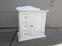 Vintage Victorian Shabby Chic White Painted Dry Sink Cabinet Wash Stand Table W6