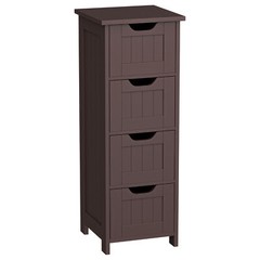 4 Drawers Freestanding Cabinet Bathroom Floor Cabinet Tower Storage Shelf Brown