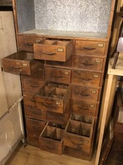 Vintage Wooden Multi-Drawered Cabinet-Wood and Metal-Over Seven Feet Tall