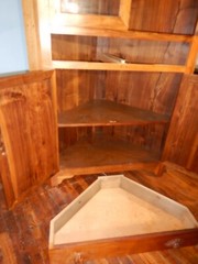 Rustic Solid Walnut Corner Cabinet Brass H Hinges Country Federal