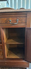 19th century Antique Oak Wood Wash stand (cabinet) with Marble top