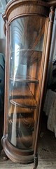 Antique Tiger Oak Curved Glass Cabinet