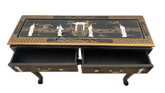 Vintage Sofa Table Console Chinoiserie Mother of Pearl applique Asian style