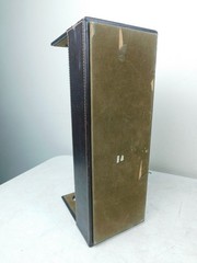 Suede Desk Organizer CD DVD Caddy Holder Tan Brown 17.5″W Stitched Modern – Used