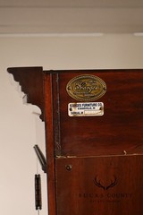 China Cabinet Display Bookcase with Carved Pediment and Silk Backing
