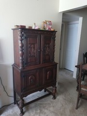matching table with buffet mirror and china cabinet