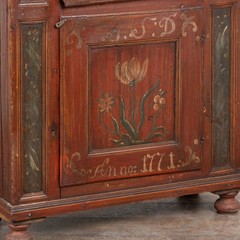 Original Hand Painted Swedish Pine Two Door Cupboard Cabinet Dated 1771