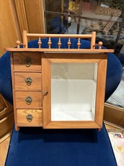 Victorian Farmhouse Antique Oak Medicine or Jewelry Cabinet With 4 Drawers