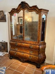 Early 19th Century Dutch Marquetry Bookcase Cabinet