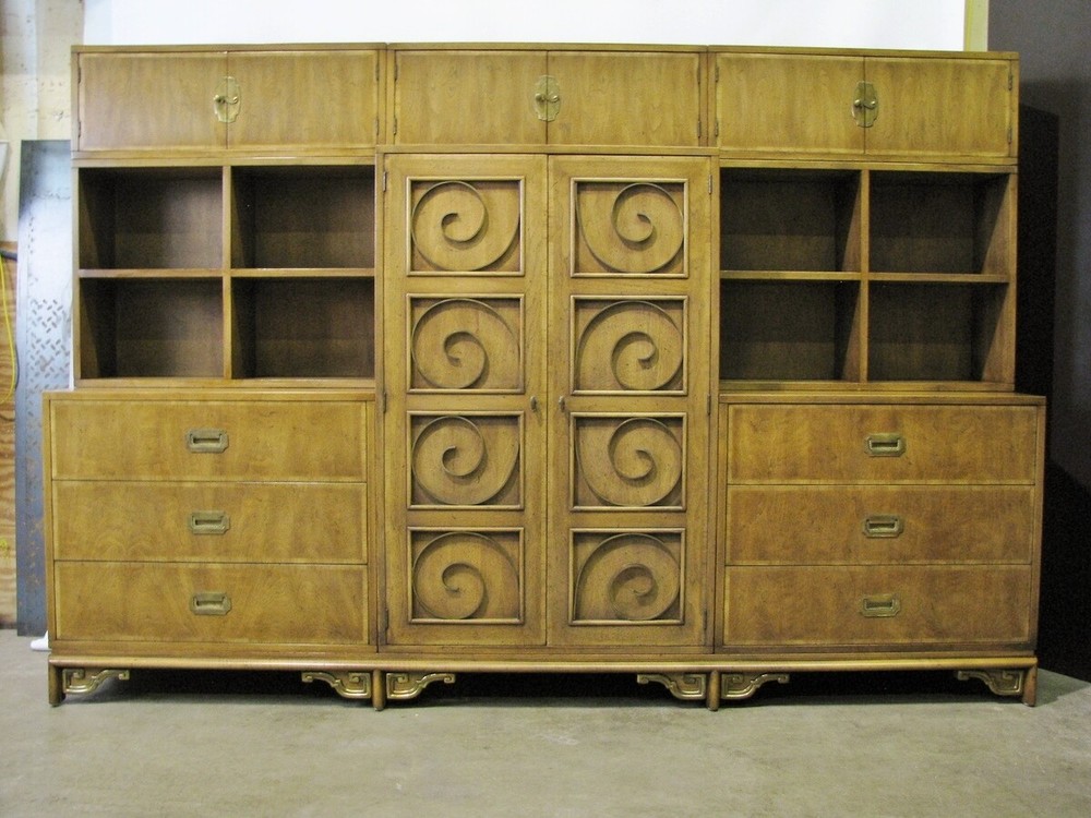 99″ MCM Mastercraft 9 Piece Dresser, Storage Wall Unit; Multiple Configurations