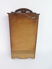 Antique Small Wooden Cabinet with Arch Mirror, Floral Carved Apothecary