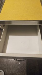 Vintage 1950s Yellow Metal Kitchen Cabinet w/ Formica Top 36″H Mid-Century