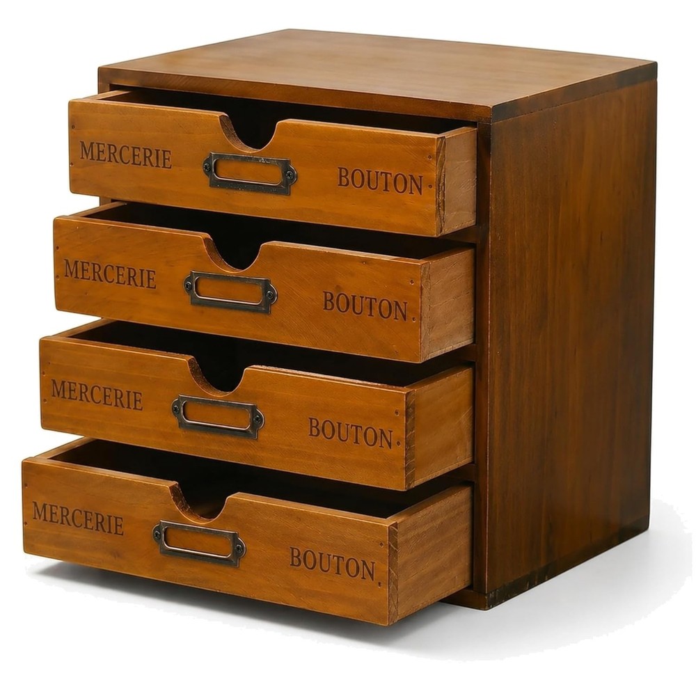 Vintage Stackable Desk Storage with 4 Drawers – Organize Craft Supplies