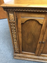 vintage Worm Wood Top Cabinet with 2 Doors & Fancy Work Front – 31″ tall