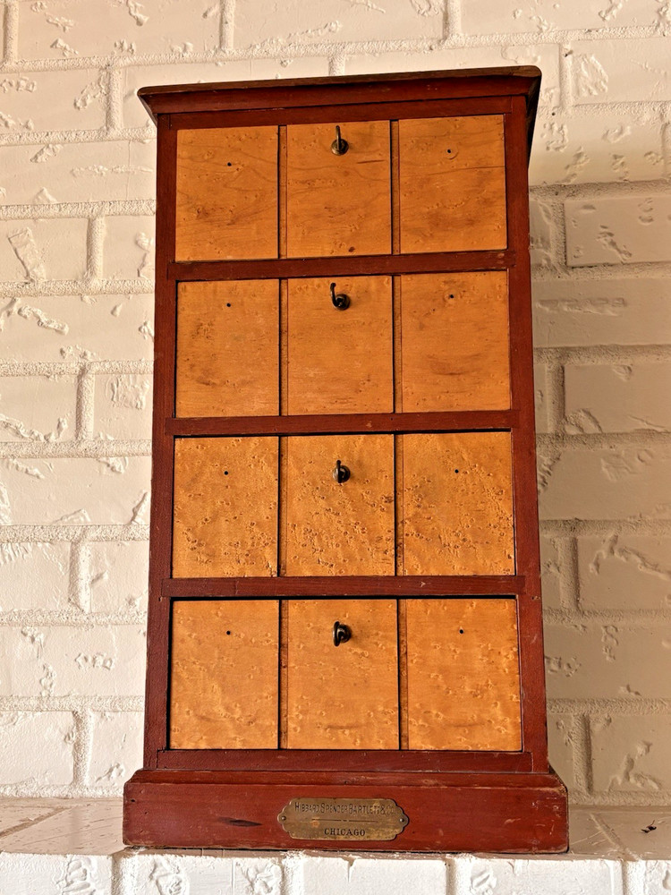 Antique Apothecary Style Wood Cabinet Hibbard, Spencer, Bartlett & Co. Chicago
