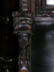 ANTIQUE HEAVILY CARVED JACOBEAN REVIVAL STYLE CABINET SIGNED EDWARDS & ROBERTS