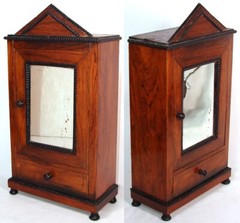 Antique French Charles X Ebeniste’s Apprentice Doll Sized 16″ Miniature Armoire