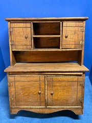 Antique Signed CASS Child’s Original c.1910 Complete 18” H. Wood Kitchen Cabinet