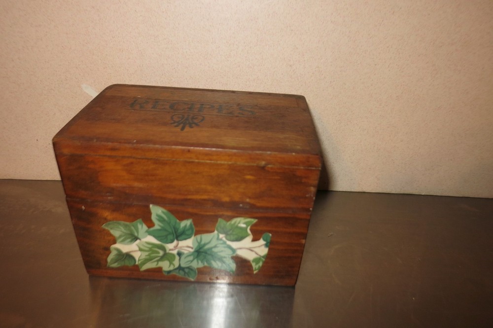 Vintage Oak Wooden “Recipes” Box Hinged Nice Finish Personalized