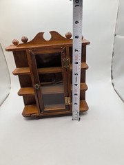 Small Vintage Wooden Curio Wall Mount Knik Knak Cabinet With Door