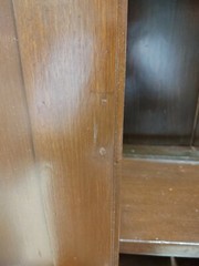 Antique Walnut Blind Door Stepback Cabinet Cupboard Hutch