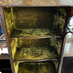 Antique Maple & Co London Inlaid Art Nouveau Display Cabinet Curved Glass c.1900