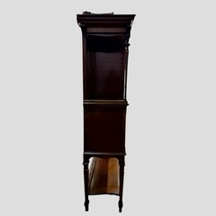 Antique Maple & Co London Inlaid Art Nouveau Display Cabinet Curved Glass c.1900