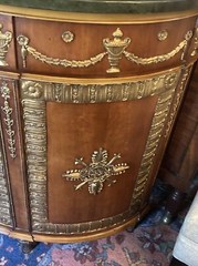 Stunning Neoclassic John Widdicomb Demilune Cabinet; Manner Of Robert Adam