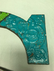 Decorative Salvaged Tin Ceiling 17″ Patchwork Mix Color Metal Letter S 1612-23B