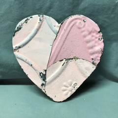 Decorative Salvage Pink Tin Ceiling 8″ Patchwork Metal VTG Heart Old 143-25B