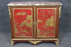 Extremely Rare Pair of Large Scale Signed Maison Jansen Chinoiserie Buffets