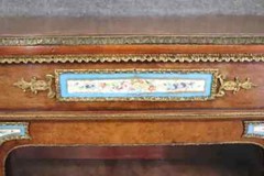 Rare Pair Burled Walnut and Porcelain Plaques and Bronze Ormolu